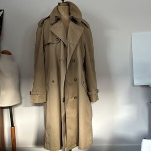 Vintage tailored belted trench coat button wool lining tattersall 42L Poland